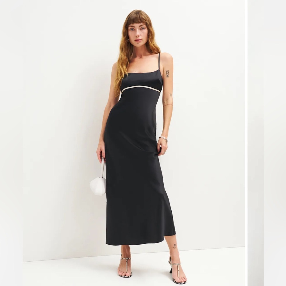 Reformation Black Silk Dress